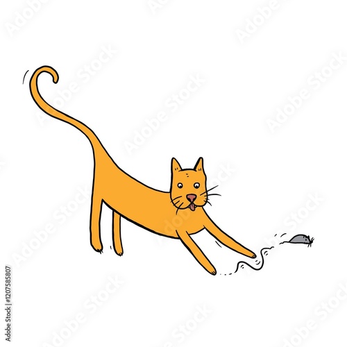 cat playfully chasing a mouse
