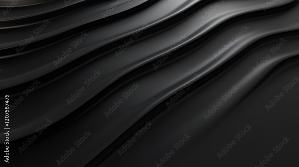 Fototapeta premium Abstract black waves background featuring smooth, flowing lines and subtle gradients, ideal for modern design, technology themes, and elegant presentations or artwork.