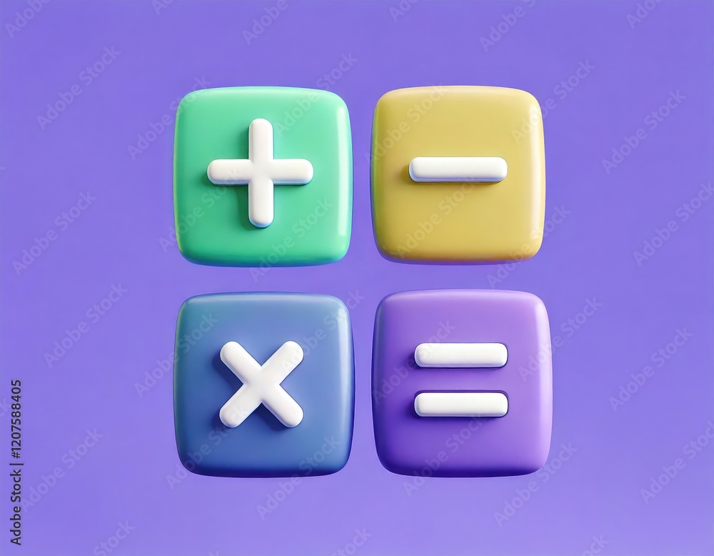 Fototapeta premium Pastel Calculator Buttons: A Playful 3D Render