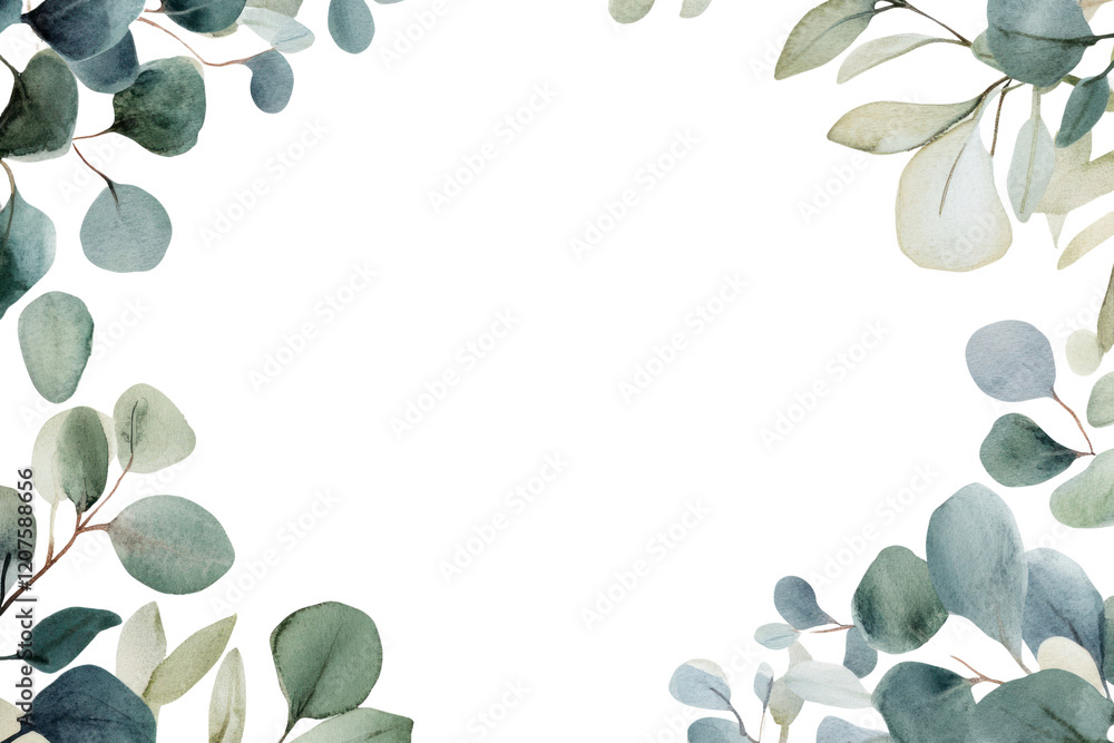 Obraz premium PNG Eucalyptus illustration watercolor background.