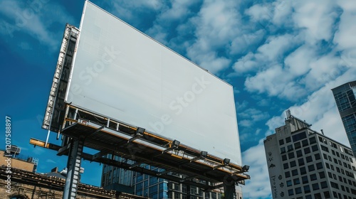 Empty Billboard Against a Dynamic Urban Skybackdrop photo