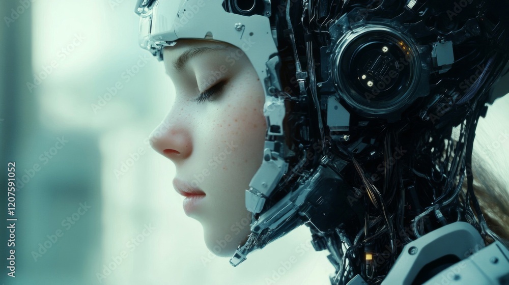 Serene Cyborg Girl: A Futuristic Portrait Serene Cyborg Girl: A Futuristic Portrait
