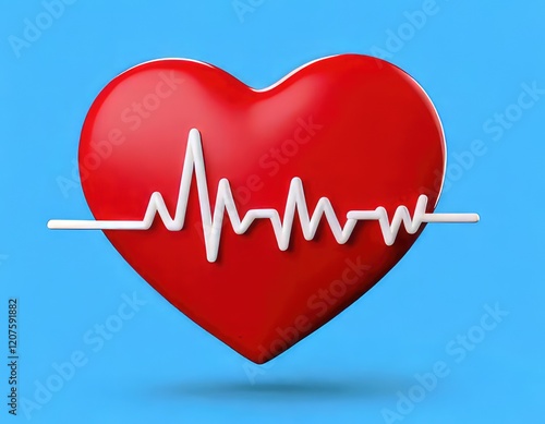 Vibrant Red Heart with Lifelike Pulse: A Simple, Hopeful Illustration photo