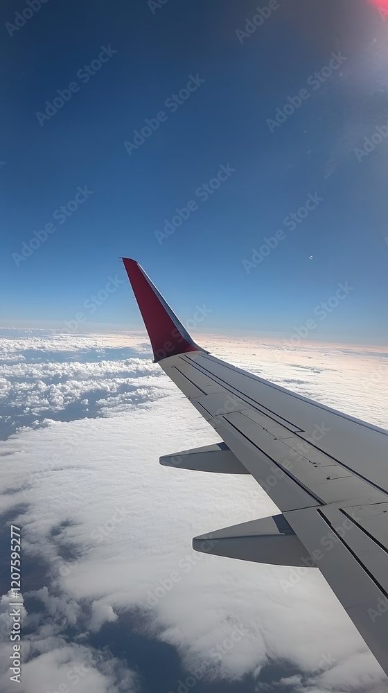 Obraz premium Airplane Wing in Sky 