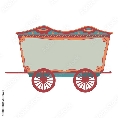 Vintage Circus Wagon: A charming illustration of a vintage circus wagon, boasting ornate details and a muted color palette, evokes a sense of nostalgia and wonder.