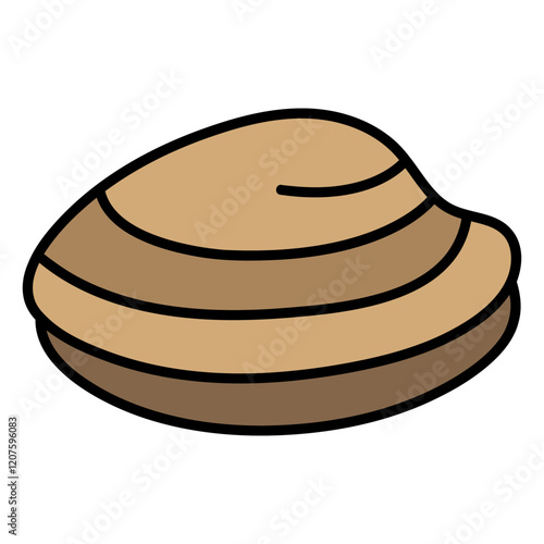 Clamshell Icon: A simple, yet detailed illustration of a clamshell, featuring a warm brown color palette and distinct concentric lines, perfect for culinary or marine-themed designs. 