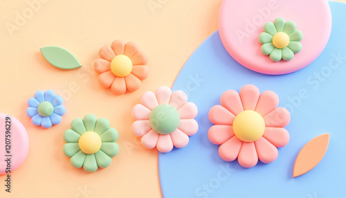 Pastel Flower Blossom A Whimsical 3D Floral Arrangement