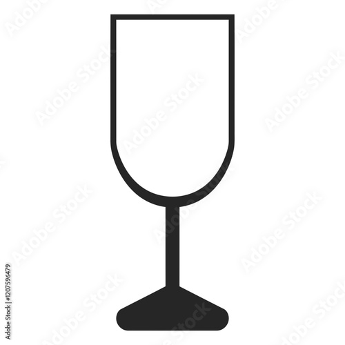 Fragile Glass Symbol:  A simple yet effective black and white icon of a wine glass with a distinct stem, representing fragility and the need for careful handling.  