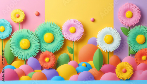 Paper Flower Garden A Vibrant Colorful Springtime Scene