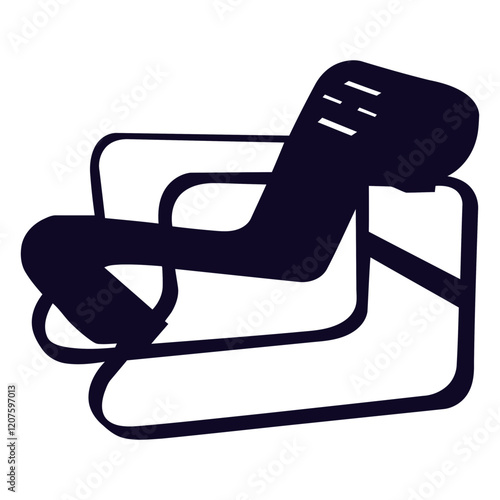 Modernist Armchair Silhouette:  A minimalist graphic silhouette of a modern armchair, captured in a timeless, monochrome palette.