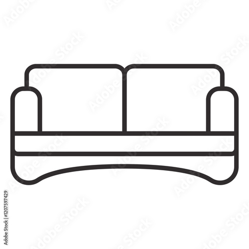 Simple Sofa Line Art: Clean and minimalist line art illustration of a classic two-seater sofa, perfect for interior design projects or home decor websites.