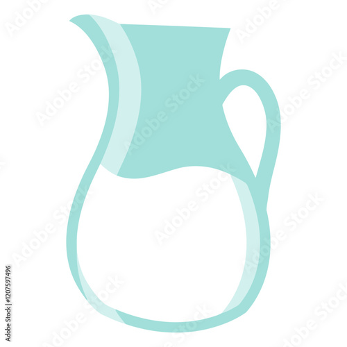 Mint Green Pitcher: A simple and elegant illustration of a classic pitcher, rendered in a soft mint green hue, perfect for kitchen decor, restaurant menus, or homeware branding.
