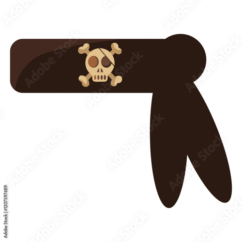 Pirate Eye Patch Icon: A classic brown pirate eye patch with a skull and crossbones design, perfect for adding a touch of buccaneer spirit to your designs.
