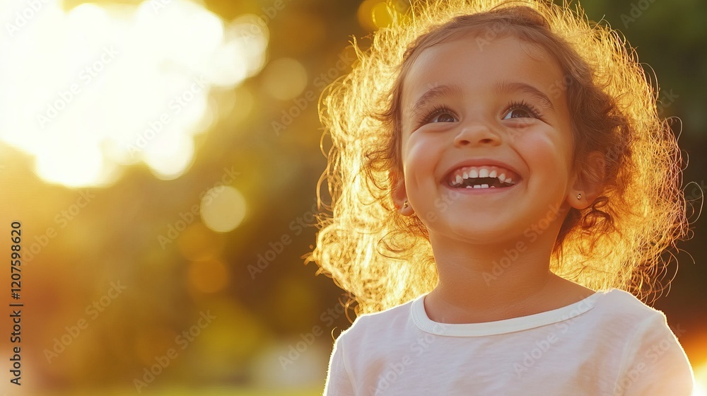 Radiant Child's Joyful Smile Captured in Golden Sunlight Radiant Child's Joyful Smile Captured in Golden Sunlight
