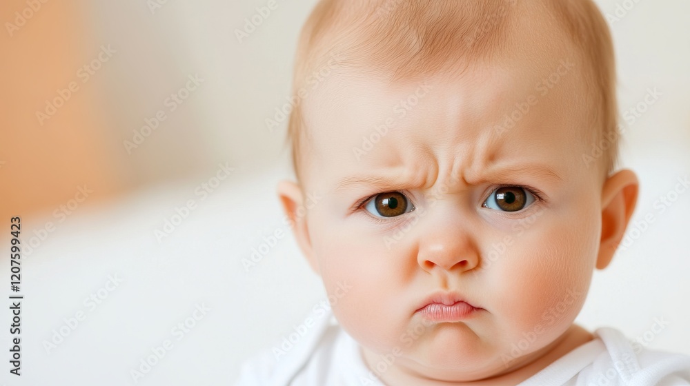 Baby's Frown: A Close-Up Portrait of a Displeased Infant Baby's Frown: A Close-Up Portrait of a Displeased Infant