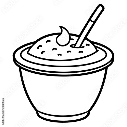 Vector Line Art Smoothie Bowl Illustration