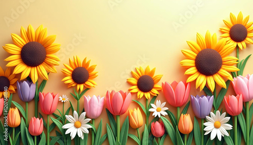 Sunflowers and Tulips A Cheerful Springtime Floral Arrangement