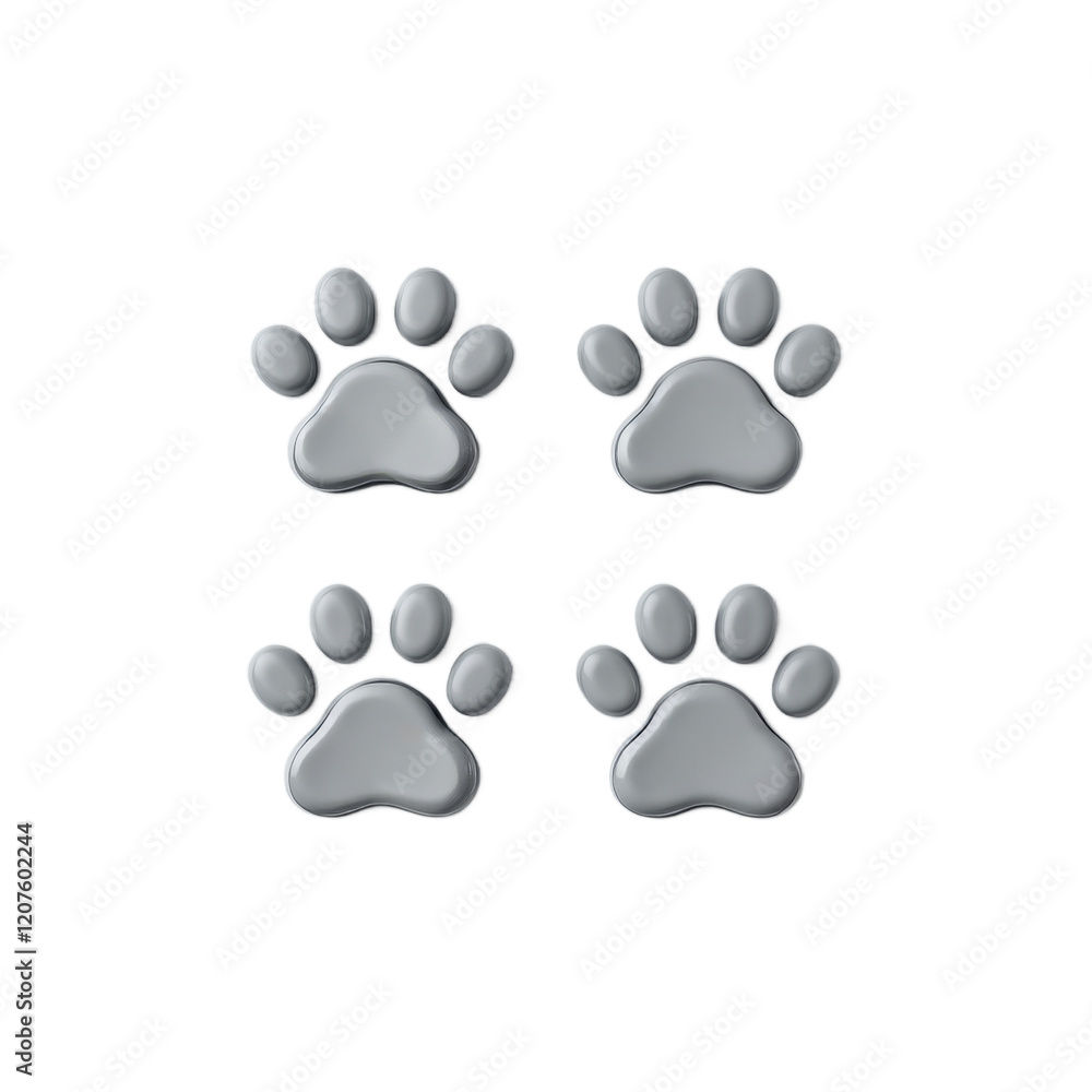 Four gray paw prints on transparent background Four gray paw prints on transparent background