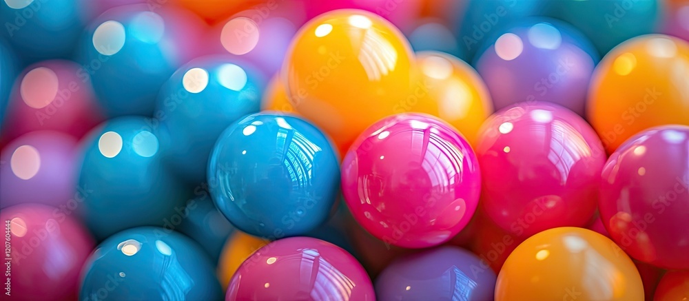 A Colorful Symphony of Plastic Balls: A Vivid Close-Up A Colorful Symphony of Plastic Balls: A Vivid Close-Up