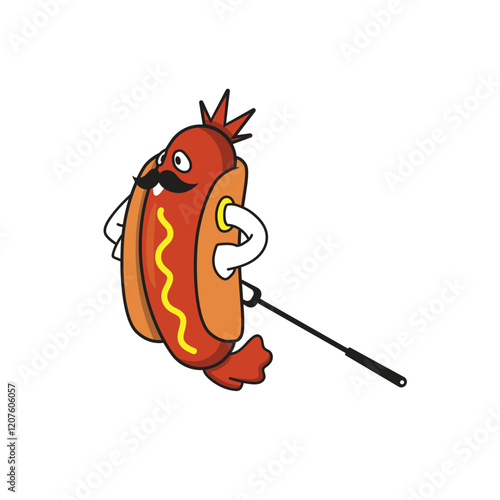 Hot dog with sausage cartoon mascot illustration character vector clip art template