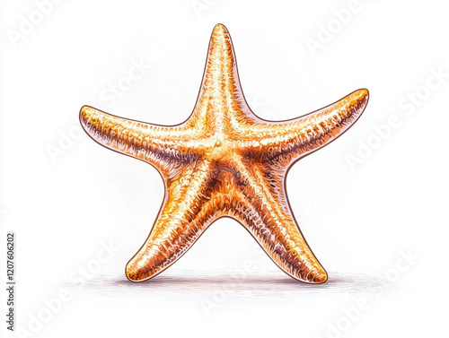 charming starfish illustration showcasing its unique texture and vibrant color. This aquatic animal is often found in coastal waters, adding beauty to marine life photo