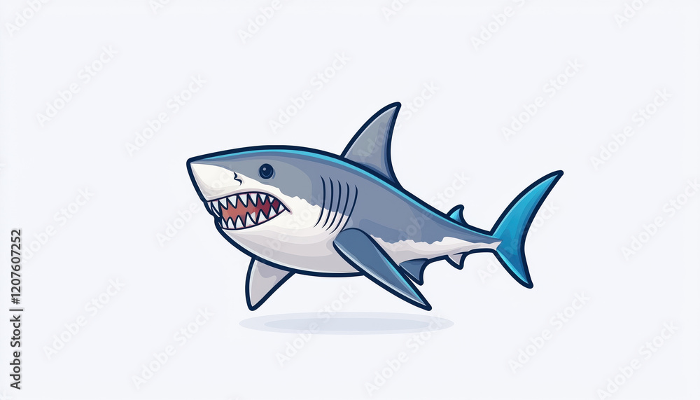 Obraz premium fierce shark illustration showcasing its powerful presence in aquatic world. This dynamic design captures essence of this majestic marine predator