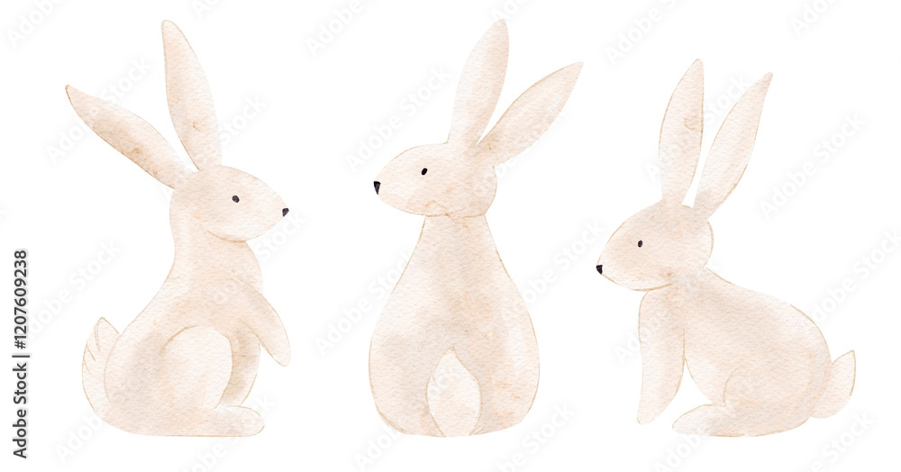 Fototapeta premium Isolated Easter Hare Clip Art in Cartoon Style with Seasonal Flowers and Festive Design