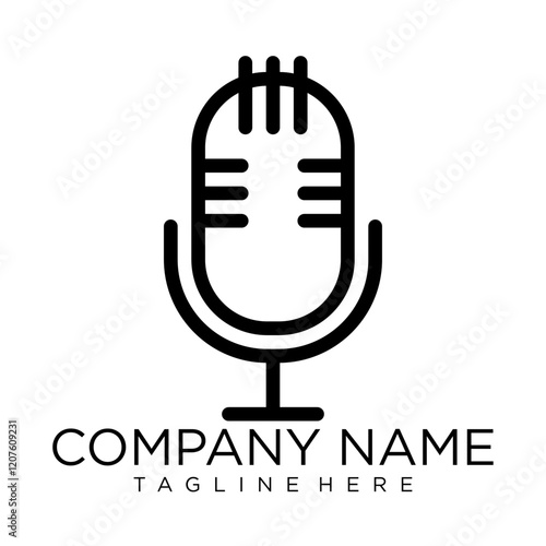 Mic podcast logo icon sound wave technology, vector abstract logo