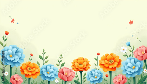 Vibrant Floral Border A Delightful Springtime Illustration