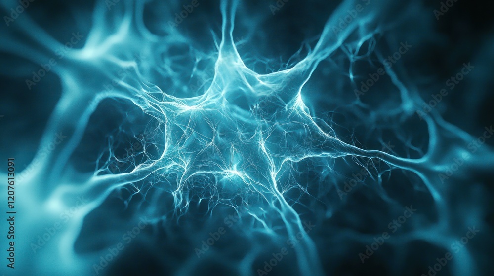 Fototapeta premium Abstract Neural Network: A mesmerizing visualization of interconnected nodes, simulating the complex beauty of a neural network. 