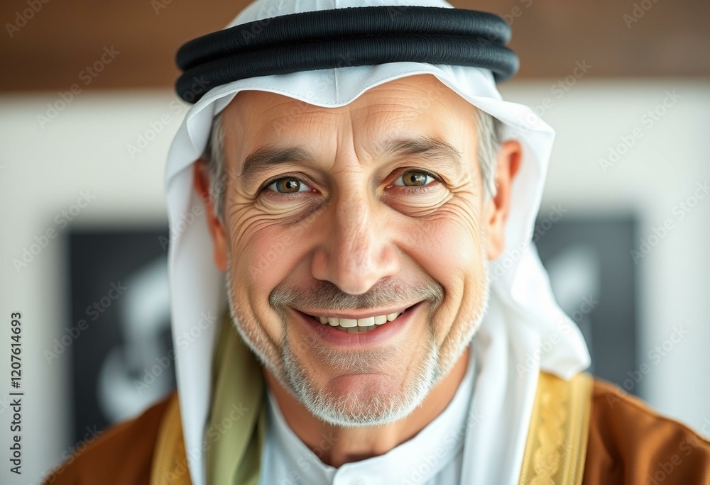 A portrait of an Arabic man with a warm smile A portrait of an Arabic man with a warm smile