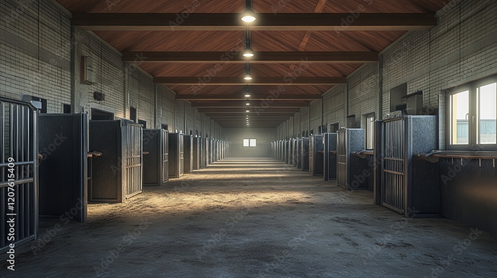 Dairy cows in a contemporary open livestock barn Dairy cows in a contemporary open livestock barn