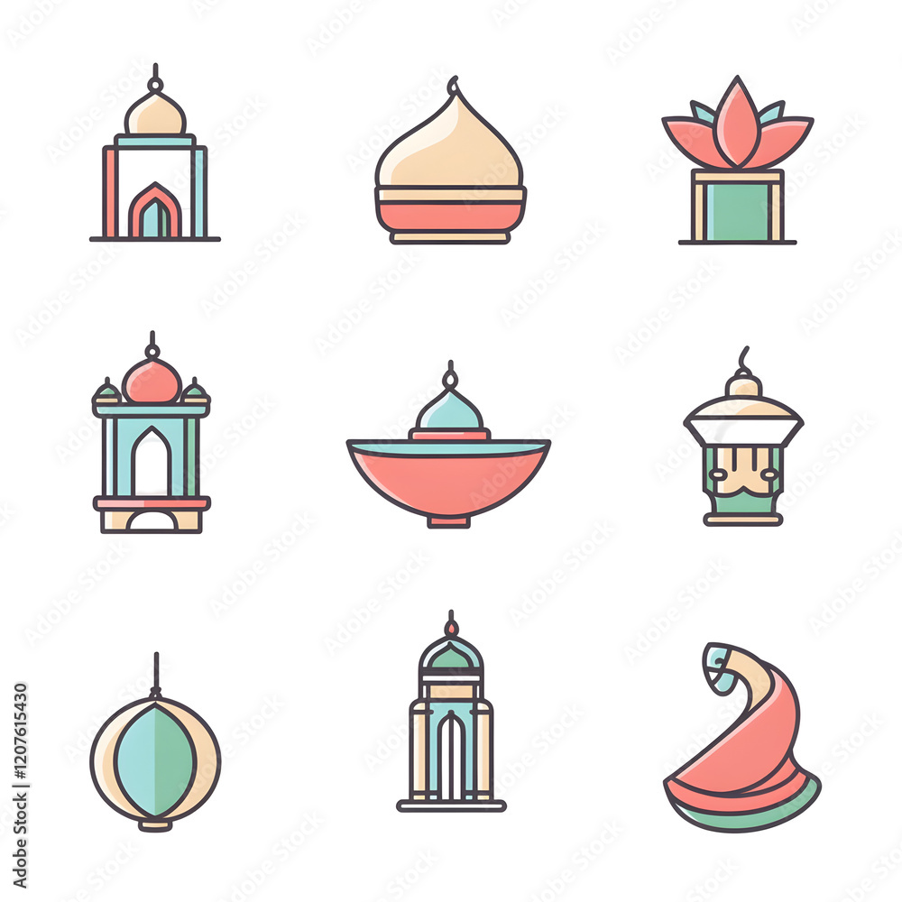 A set of icons a minimalist ramadhan and Eid_Al-Fitr A set of icons a minimalist ramadhan and Eid_Al-Fitr