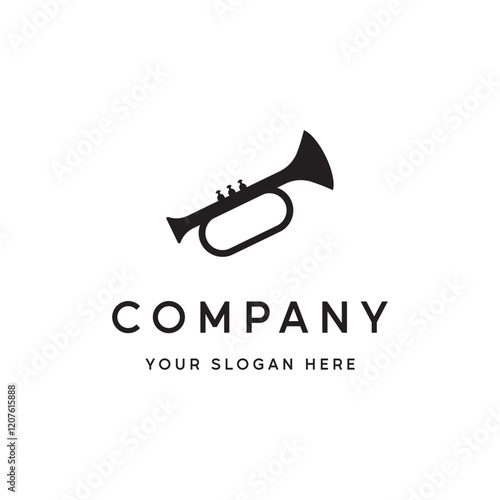 Retro vintage trumpet logo template design.