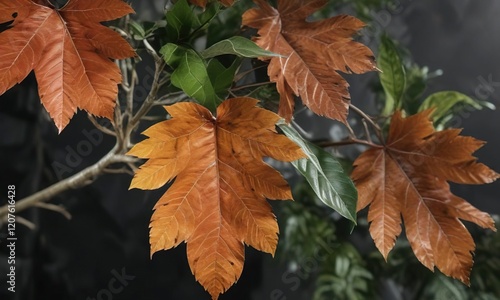 Detail of Bombax anceps Pierre's leaves and veins, greenery, botanical photography, plant life photo