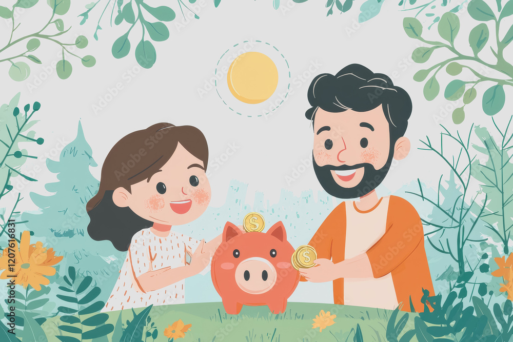 Man and woman holding a pig while standing on green grass in a sunny outdoor setting with trees in the background
