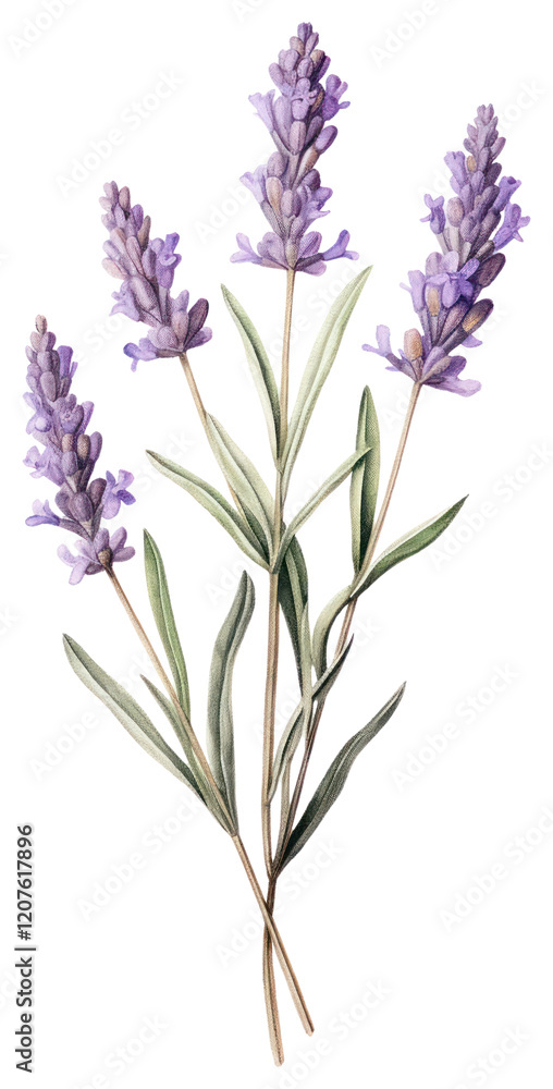 Naklejka premium PNG Lavender branch lavender illustration botanical.