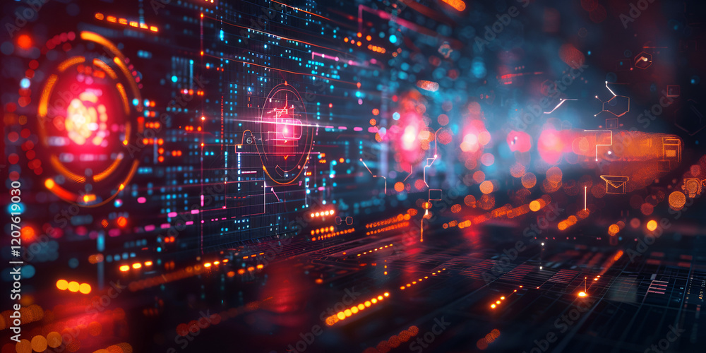 Obraz premium Futuristic Data Streams and Connectivity