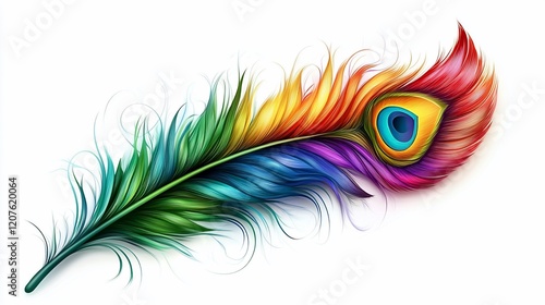 Vibrant Rainbow Peacock Feather: A Symphony of Colors