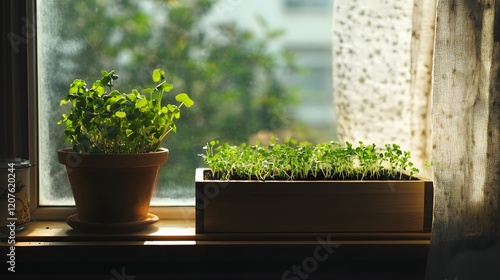 Sun-drenched Kitchen Garden with Fresh Greenery / 陽光溢れるキッチンガーデンの新鮮な緑