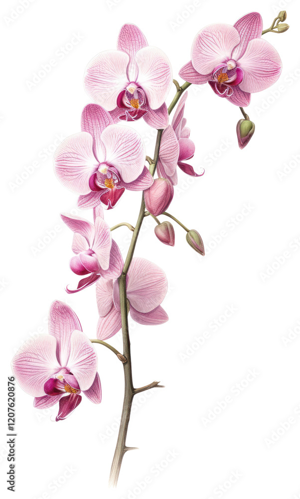 PNG Pink Orchid branch orchid illustration botanical. PNG Pink Orchid branch orchid illustration botanical.