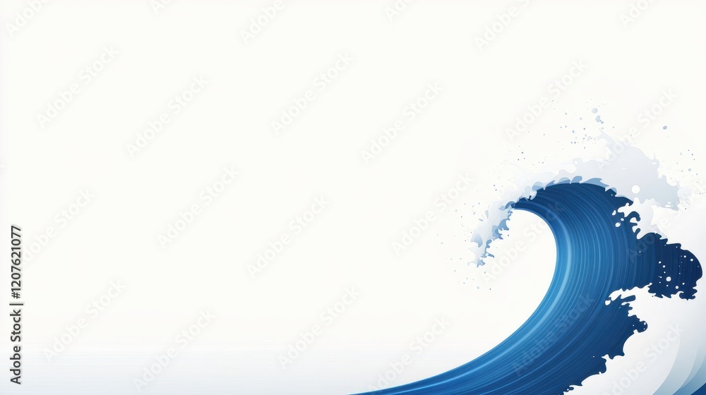 Beautiful Ocean Wave with White Foam on a Minimalist Background Perfect for Art, Design, or Travel Themes Representing Nature and Water Elements in a Serene Setting Beautiful Ocean Wave with White Foam on a Minimalist Background Perfect for Art, Design, or Travel Themes Representing Nature and Water Elements in a Serene Setting