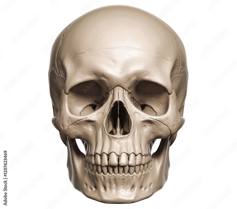 Obraz premium Realistic Human Skull Displayed in Neutral Position