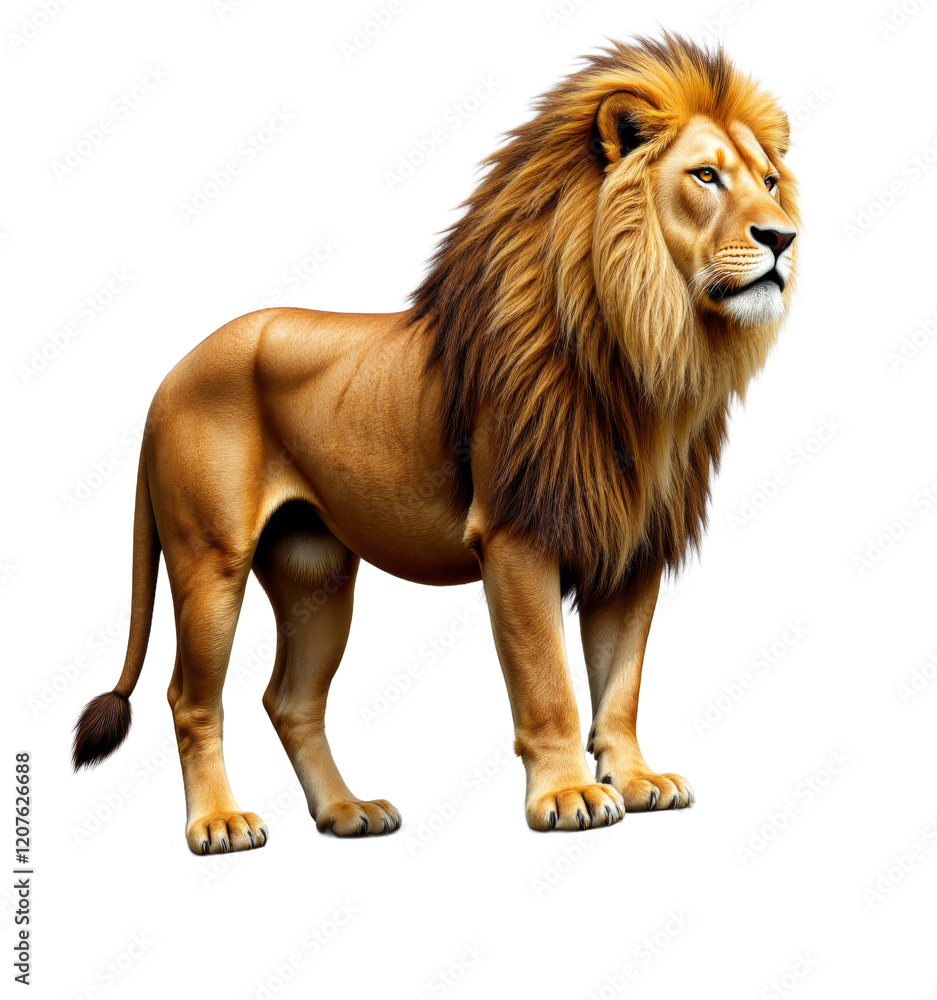 Lion standing on rocky outcrop with transparent background Lion standing on rocky outcrop with transparent background