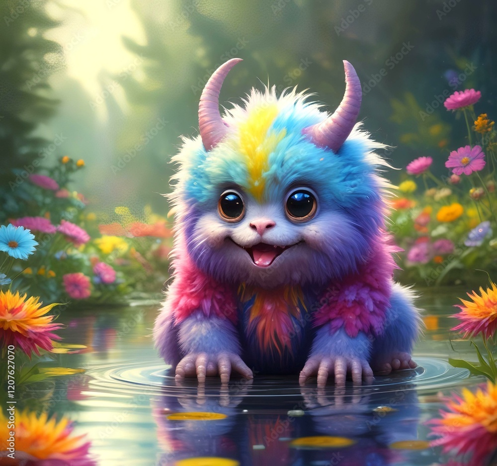 Illustration of fluffy and cute small monster. Illustration of fluffy and cute small monster.