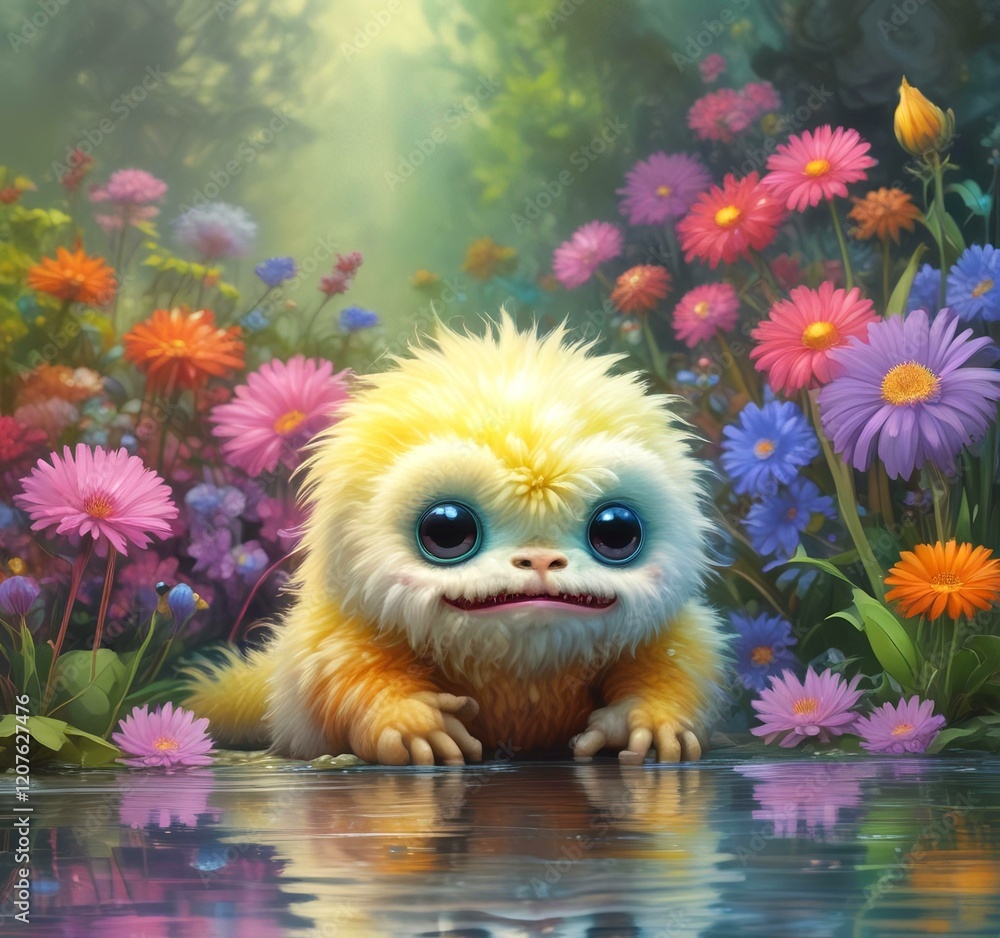 Illustration of fluffy and cute small monster. Illustration of fluffy and cute small monster.