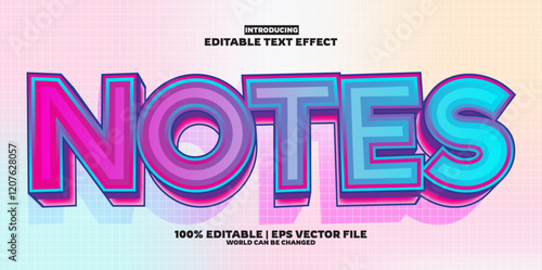 Notes editable text effect in modern trend style