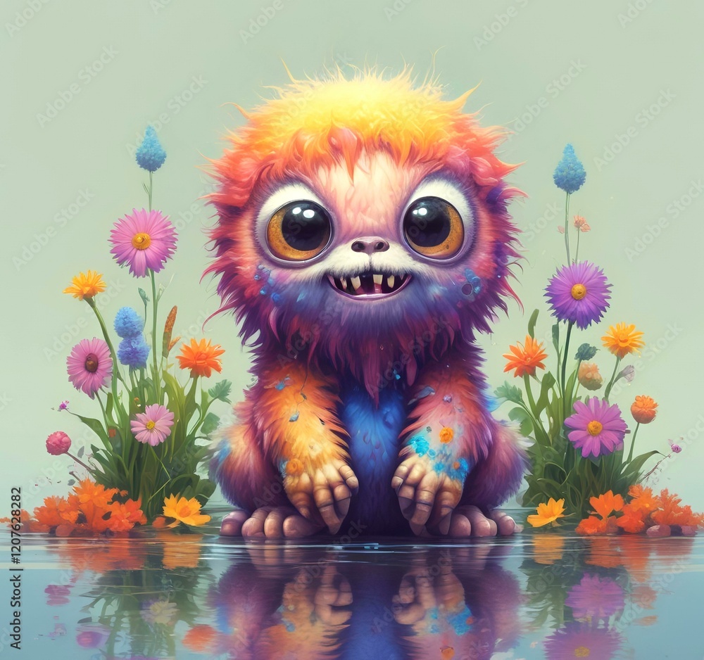 Illustration of fluffy and cute small monster. Illustration of fluffy and cute small monster.