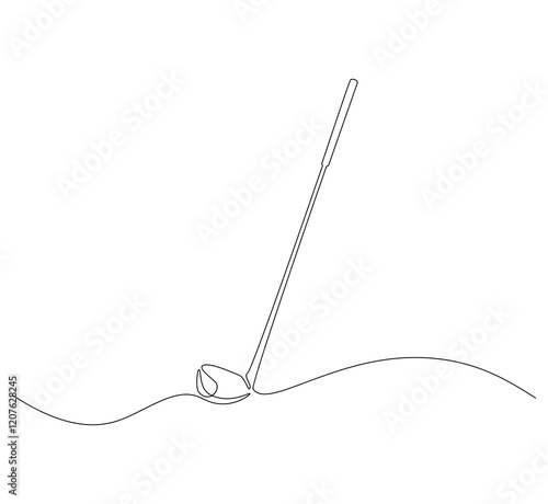 Golf stick continuous line. Continuous one line drawing golf stick. Sport, competition concept. Single line drawing