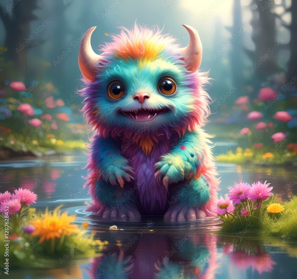 Illustration of fluffy and cute small monster. Illustration of fluffy and cute small monster.
